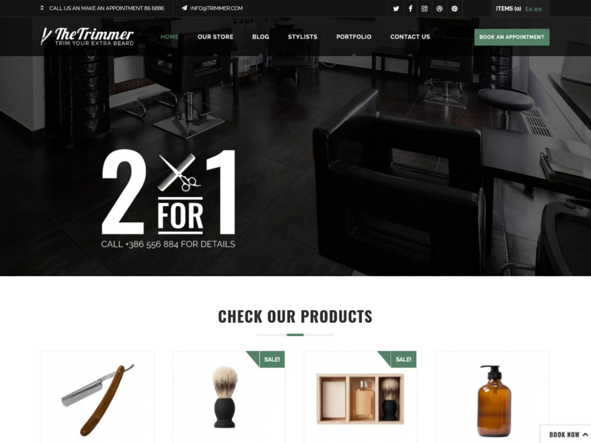 Trimmer, Barbers Shop Gorgeous Barber Shop WordPress&nbsp;Theme
