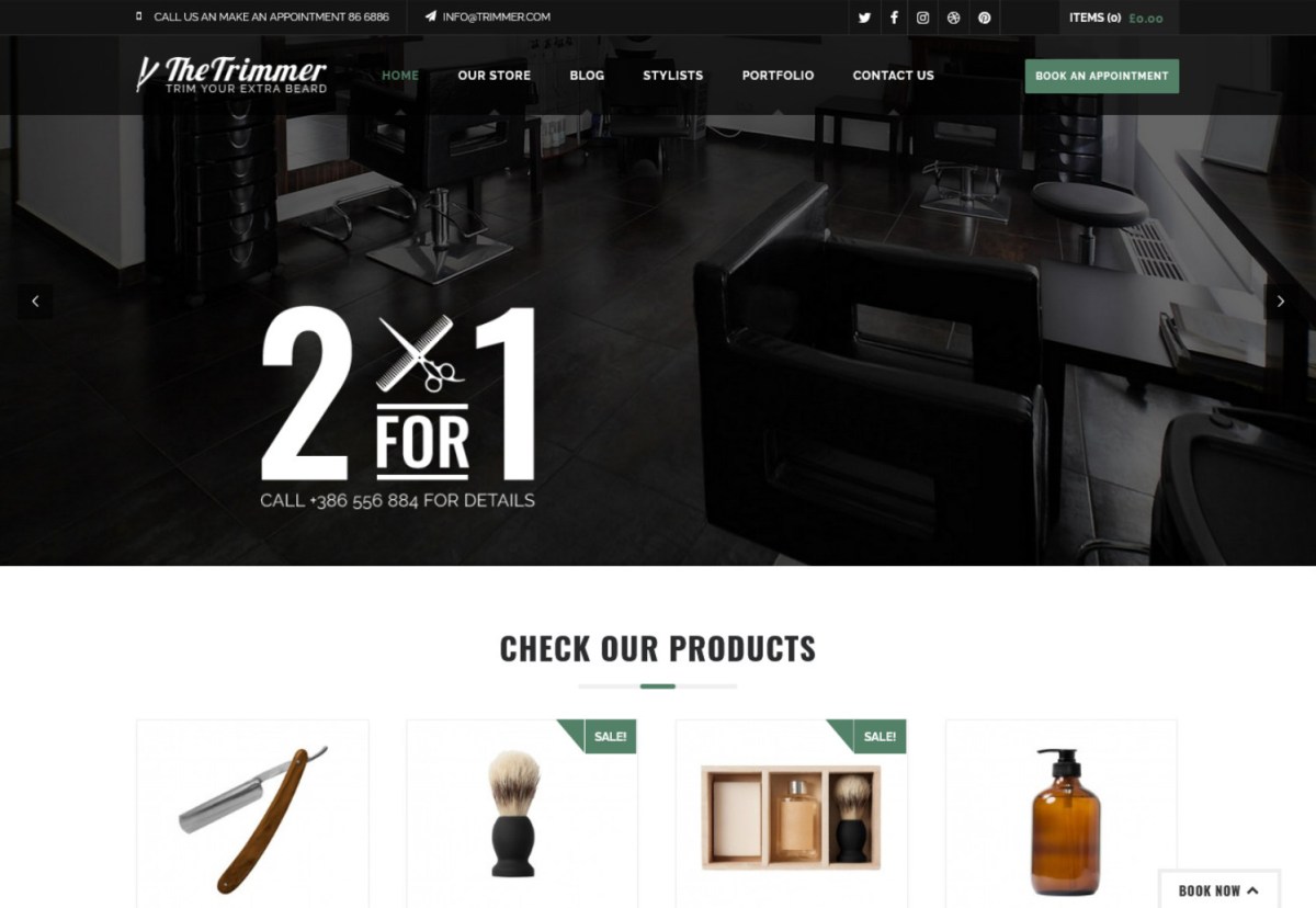Trimmer, Barbers Shop Gorgeous Barber Shop WordPress&nbsp;Theme